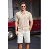imageCOOFANDY Mens Knit Polo Shirts Short Sleeve Button Down Shirts Casual Crochet Shirt Summer Vintage PoloKhaki