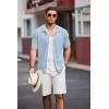 imageCOOFANDY Mens Knit Polo Shirts Short Sleeve Button Down Shirts Casual Crochet Shirt Summer Vintage PoloLight Blue