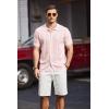 imageCOOFANDY Mens Knit Polo Shirts Short Sleeve Button Down Shirts Casual Crochet Shirt Summer Vintage PoloLight Pink