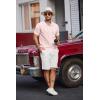 imageCOOFANDY Mens Knit Polo Shirts Short Sleeve Button Down Shirts Casual Crochet Shirt Summer Vintage PoloLight Pink