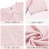 imageCOOFANDY Mens Knit Polo Shirts Short Sleeve Button Down Shirts Casual Crochet Shirt Summer Vintage PoloLight Pink