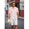 imageCOOFANDY Mens Knit Polo Shirts Short Sleeve Button Down Shirts Casual Crochet Shirt Summer Vintage PoloLight Pink