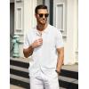 imageCOOFANDY Mens Knit Polo Shirts Short Sleeve Button Down Shirts Casual Crochet Shirt Summer Vintage PoloWhite