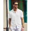 imageCOOFANDY Mens Knit Polo Shirts Short Sleeve Button Down Shirts Casual Crochet Shirt Summer Vintage PoloWhite