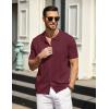 imageCOOFANDY Mens Knit Polo Shirts Short Sleeve Button Down Shirts Casual Crochet Shirt Summer Vintage PoloWine Red