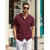imageCOOFANDY Mens Knit Polo Shirts Short Sleeve Button Down Shirts Casual Crochet Shirt Summer Vintage PoloWine Red