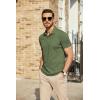 imageCOOFANDY Mens Polo Shirts Short Sleeve Pique Jersey Golf Shirt Casual Summer Collared TShirtsArmy Green
