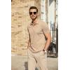 imageCOOFANDY Mens Polo Shirts Short Sleeve Pique Jersey Golf Shirt Casual Summer Collared TShirtsKhaki