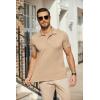 imageCOOFANDY Mens Polo Shirts Short Sleeve Pique Jersey Golf Shirt Casual Summer Collared TShirtsKhaki