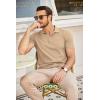 imageCOOFANDY Mens Polo Shirts Short Sleeve Pique Jersey Golf Shirt Casual Summer Collared TShirtsKhaki