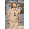 imageCOOFANDY Mens Polo Shirts Short Sleeve Pique Jersey Golf Shirt Casual Summer Collared TShirtsKhaki