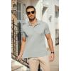 imageCOOFANDY Mens Polo Shirts Short Sleeve Pique Jersey Golf Shirt Casual Summer Collared TShirtsLight Grey
