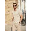 imageCOOFANDY Mens Polo Shirts Short Sleeve Pique Jersey Golf Shirt Casual Summer Collared TShirtsLight Khaki