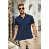 imageCOOFANDY Mens Polo Shirts Short Sleeve Pique Jersey Golf Shirt Casual Summer Collared TShirtsNavy Blue