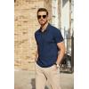 imageCOOFANDY Mens Polo Shirts Short Sleeve Pique Jersey Golf Shirt Casual Summer Collared TShirtsNavy Blue