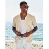 imageCOOFANDY Mens Short Sleeve Knit Shirts Casual Button Down Polo Shirt Fashion Summer Beach TopsBeige