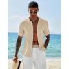 imageCOOFANDY Mens Short Sleeve Knit Shirts Casual Button Down Polo Shirt Fashion Summer Beach TopsBeige