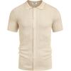 imageCOOFANDY Mens Short Sleeve Knit Shirts Casual Button Down Polo Shirt Fashion Summer Beach TopsBeige