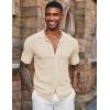 imageCOOFANDY Mens Short Sleeve Knit Shirts Casual Button Down Polo Shirt Fashion Summer Beach TopsBeige