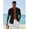 imageCOOFANDY Mens Short Sleeve Knit Shirts Casual Button Down Polo Shirt Fashion Summer Beach TopsBlack