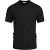 imageCOOFANDY Mens Short Sleeve Knit Shirts Casual Button Down Polo Shirt Fashion Summer Beach TopsBlack