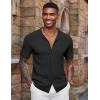 imageCOOFANDY Mens Short Sleeve Knit Shirts Casual Button Down Polo Shirt Fashion Summer Beach TopsBlack