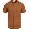 imageCOOFANDY Mens Short Sleeve Knit Shirts Casual Button Down Polo Shirt Fashion Summer Beach TopsBrown