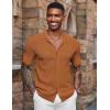 imageCOOFANDY Mens Short Sleeve Knit Shirts Casual Button Down Polo Shirt Fashion Summer Beach TopsBrown