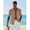imageCOOFANDY Mens Short Sleeve Knit Shirts Casual Button Down Polo Shirt Fashion Summer Beach TopsKhaki