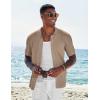 imageCOOFANDY Mens Short Sleeve Knit Shirts Casual Button Down Polo Shirt Fashion Summer Beach TopsKhaki