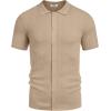 imageCOOFANDY Mens Short Sleeve Knit Shirts Casual Button Down Polo Shirt Fashion Summer Beach TopsKhaki
