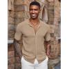 imageCOOFANDY Mens Short Sleeve Knit Shirts Casual Button Down Polo Shirt Fashion Summer Beach TopsKhaki