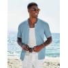 imageCOOFANDY Mens Short Sleeve Knit Shirts Casual Button Down Polo Shirt Fashion Summer Beach TopsLight Blue