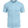 imageCOOFANDY Mens Short Sleeve Knit Shirts Casual Button Down Polo Shirt Fashion Summer Beach TopsLight Blue