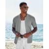 imageCOOFANDY Mens Short Sleeve Knit Shirts Casual Button Down Polo Shirt Fashion Summer Beach TopsLight Grey