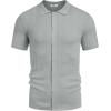 imageCOOFANDY Mens Short Sleeve Knit Shirts Casual Button Down Polo Shirt Fashion Summer Beach TopsLight Grey