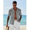 imageCOOFANDY Mens Short Sleeve Knit Shirts Casual Button Down Polo Shirt Fashion Summer Beach TopsLight Grey