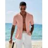 imageCOOFANDY Mens Short Sleeve Knit Shirts Casual Button Down Polo Shirt Fashion Summer Beach TopsLight Pink