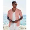 imageCOOFANDY Mens Short Sleeve Knit Shirts Casual Button Down Polo Shirt Fashion Summer Beach TopsLight Pink