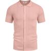 imageCOOFANDY Mens Short Sleeve Knit Shirts Casual Button Down Polo Shirt Fashion Summer Beach TopsLight Pink