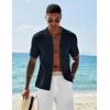 imageCOOFANDY Mens Short Sleeve Knit Shirts Casual Button Down Polo Shirt Fashion Summer Beach TopsNavy Blue