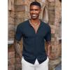 imageCOOFANDY Mens Short Sleeve Knit Shirts Casual Button Down Polo Shirt Fashion Summer Beach TopsNavy Blue