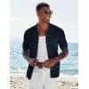 imageCOOFANDY Mens Short Sleeve Knit Shirts Casual Button Down Polo Shirt Fashion Summer Beach TopsNavy Blue
