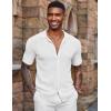 imageCOOFANDY Mens Short Sleeve Knit Shirts Casual Button Down Polo Shirt Fashion Summer Beach TopsWhite