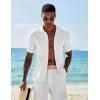 imageCOOFANDY Mens Short Sleeve Knit Shirts Casual Button Down Polo Shirt Fashion Summer Beach TopsWhite