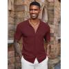 imageCOOFANDY Mens Short Sleeve Knit Shirts Casual Button Down Polo Shirt Fashion Summer Beach TopsWine Red