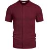 imageCOOFANDY Mens Short Sleeve Knit Shirts Casual Button Down Polo Shirt Fashion Summer Beach TopsWine Red