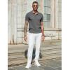 imageCOOFANDY Mens Slim Fit Knit Polo Shirts Business Lightweight Polo Sweater Casual Summer Ribbed Textured Collared T ShirtDark Grey