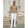 imageCOOFANDY Mens Slim Fit Knit Polo Shirts Business Lightweight Polo Sweater Casual Summer Ribbed Textured Collared T ShirtKhaki