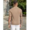 imageCOOFANDY Mens Slim Fit Knit Polo Shirts Business Lightweight Polo Sweater Casual Summer Ribbed Textured Collared T ShirtKhaki